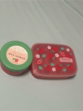 Strawberry Lunch Box Set - Pink & Green